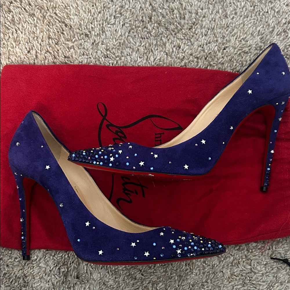 Christian Louboutin Blue Heels with Star Details - Picture 4 of 6